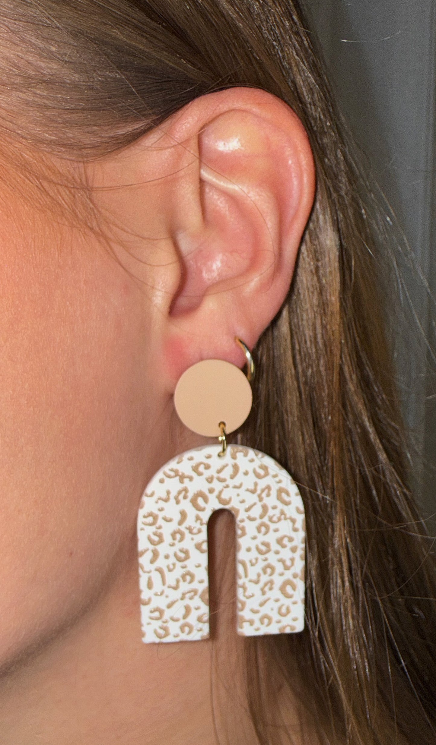 Blush Leopard Arch Earrings