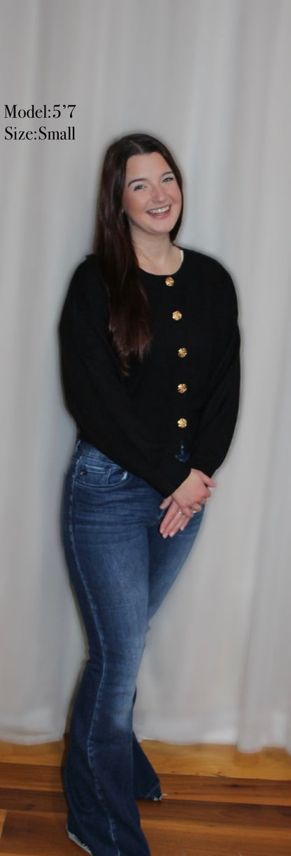 Noir Buttoned Cardigan by Entro