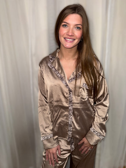 Champagne Satin Pajama Set
