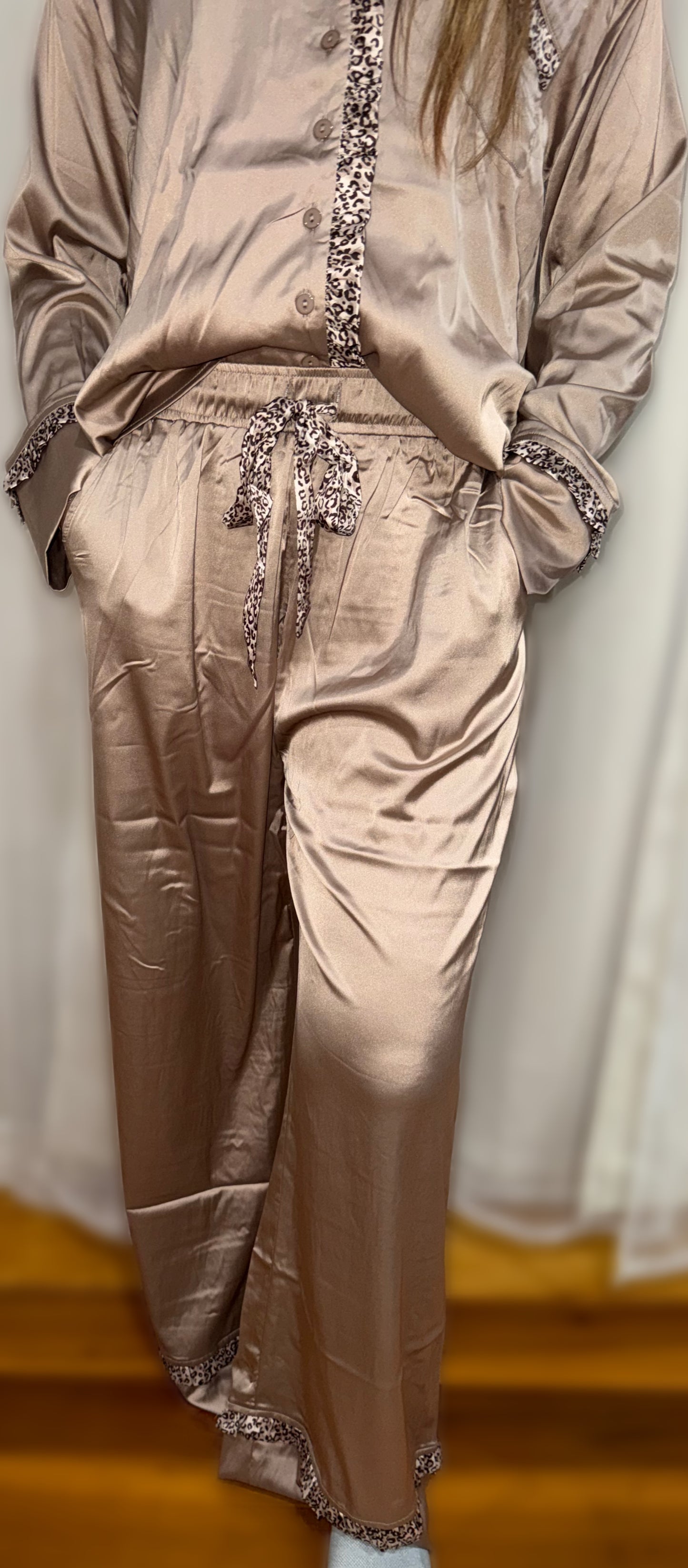 Champagne Satin Pajama Set