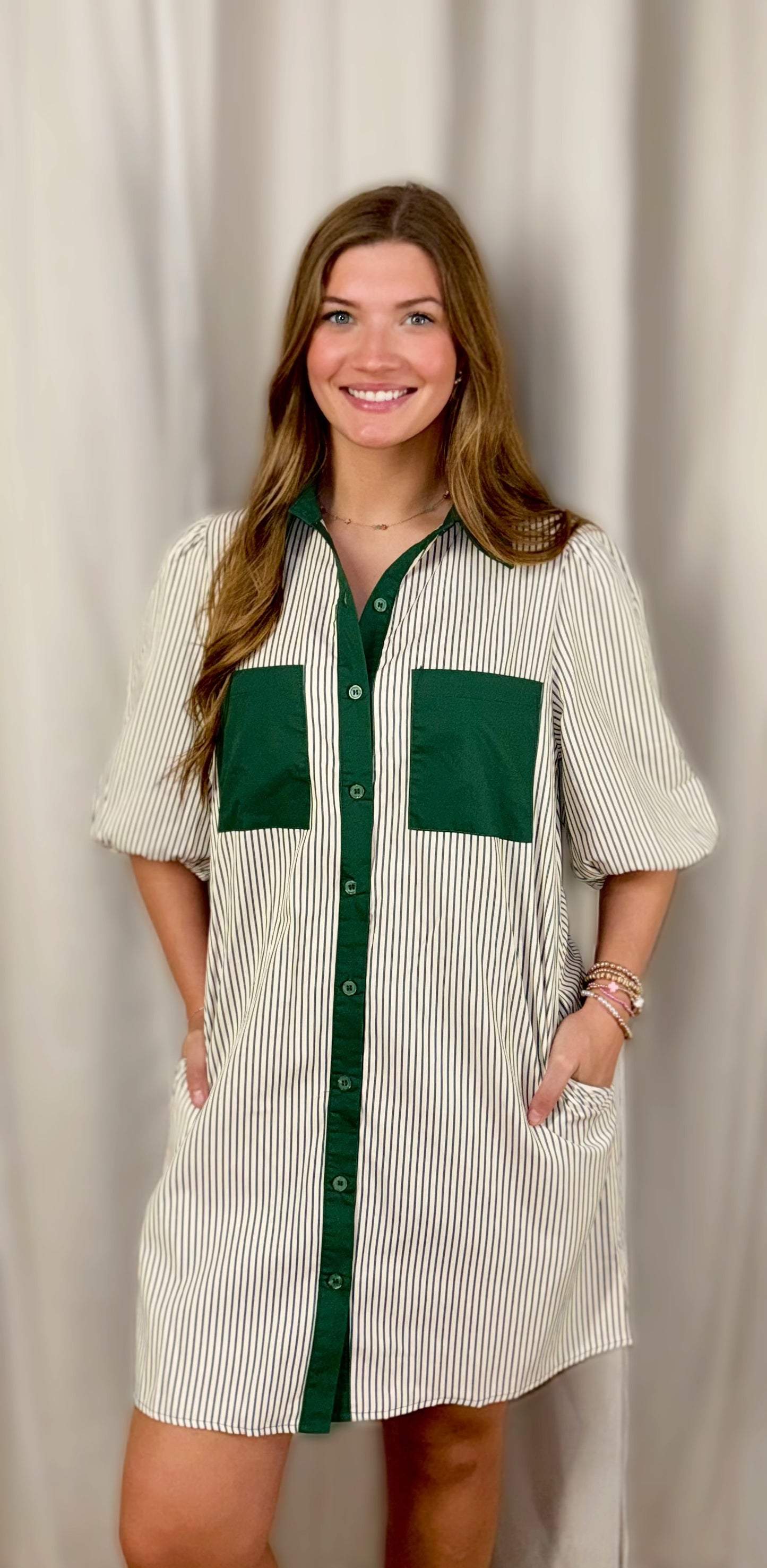 Willow Stripe Dress With Puff Sleeves