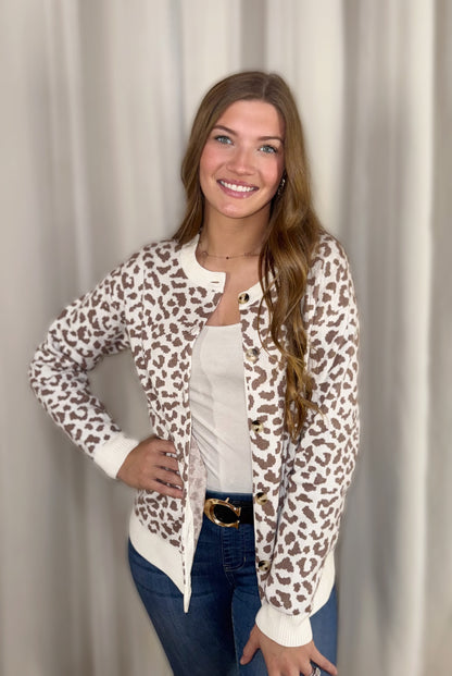 Taupe Leopard Cardigan